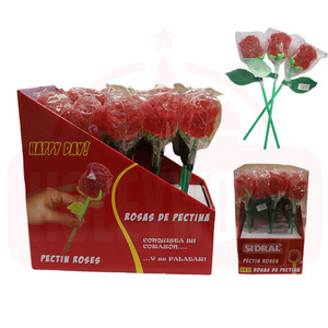 Holeywood 3D Pectin Lollipop Mixed Fruit-Flavored Gummy Candy with Rose Bouquet for Valentine's Day Halal Certified