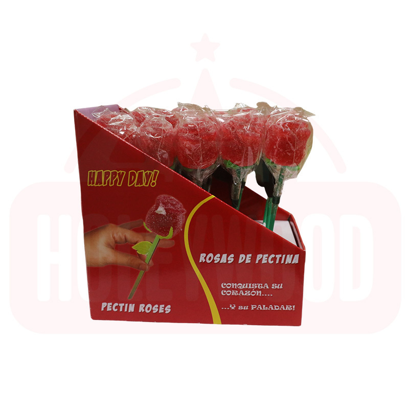 Holeywood 3D Pectin Lollipop Mixed Fruit-Flavored Gummy Candy with Rose Bouquet for Valentine's Day Halal Certified