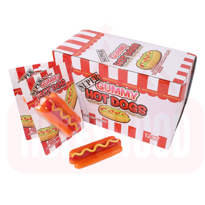 Holeywood 3D Giant Hot Dog 150g Large Weight Gummy Candy Halal OEM&ODM Customizable Wholesale Private Customization Supported