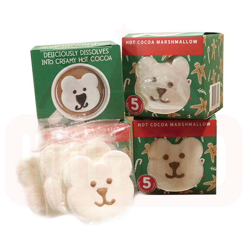 Holeywood 3D Cute Bear Shape Marshmallow Sweet Flavored Halal Candy with Box Packaging for Coffee Milk Tea