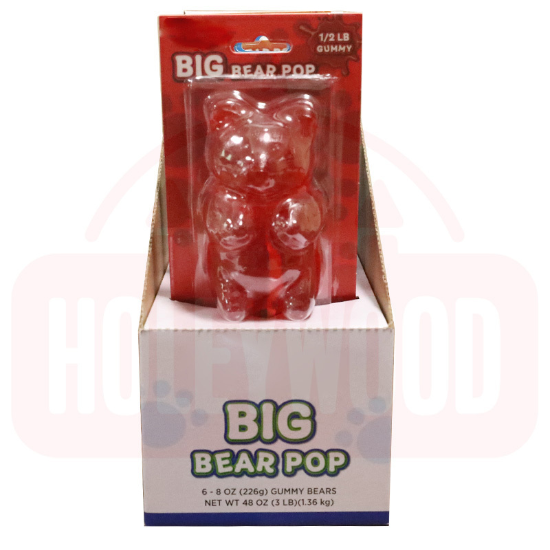 Holeywood 3D Brown Bear Lollipop 226g Large Gummy Candy Mixed Fruit Halal Sweet and Sour Flavored Packaged in Box