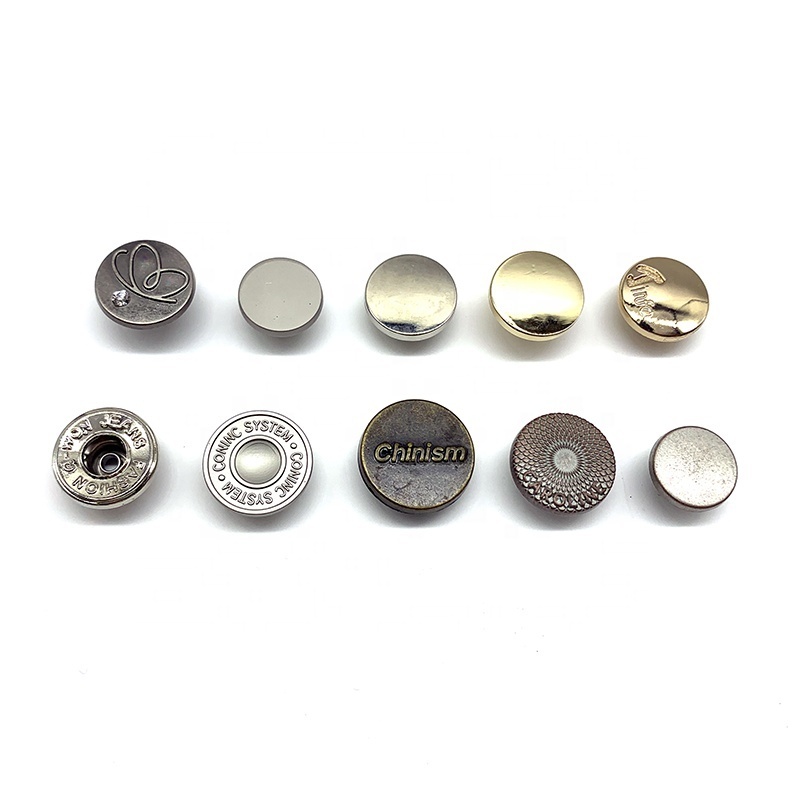 custom made rust-free fashion zinc alloy jeans button with tack nail  metal shake button for jeans