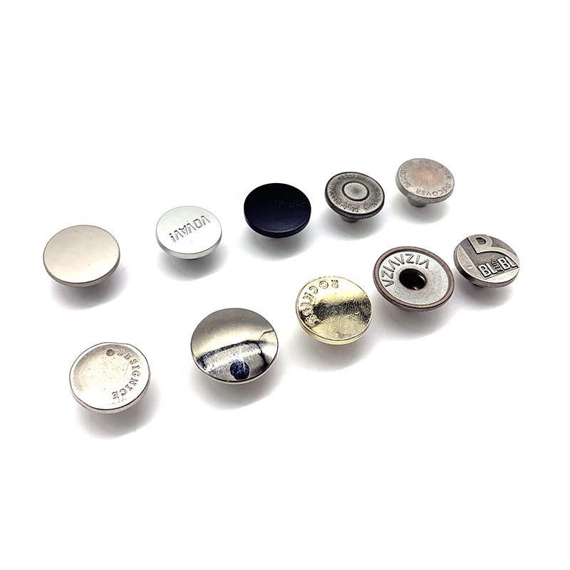 custom made rust-free fashion zinc alloy jeans button with tack nail  metal shake button for jeans