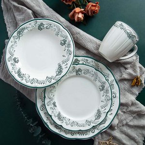 Assiette Porcelain En Gros Plates Sets Dinnerware Ceramic Plate New Bone China Relief And Decal Ceramic Tableware