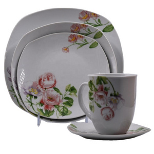 Wholesale ceramic  cheap  porcelain 20pcs&30pcs square dinner set