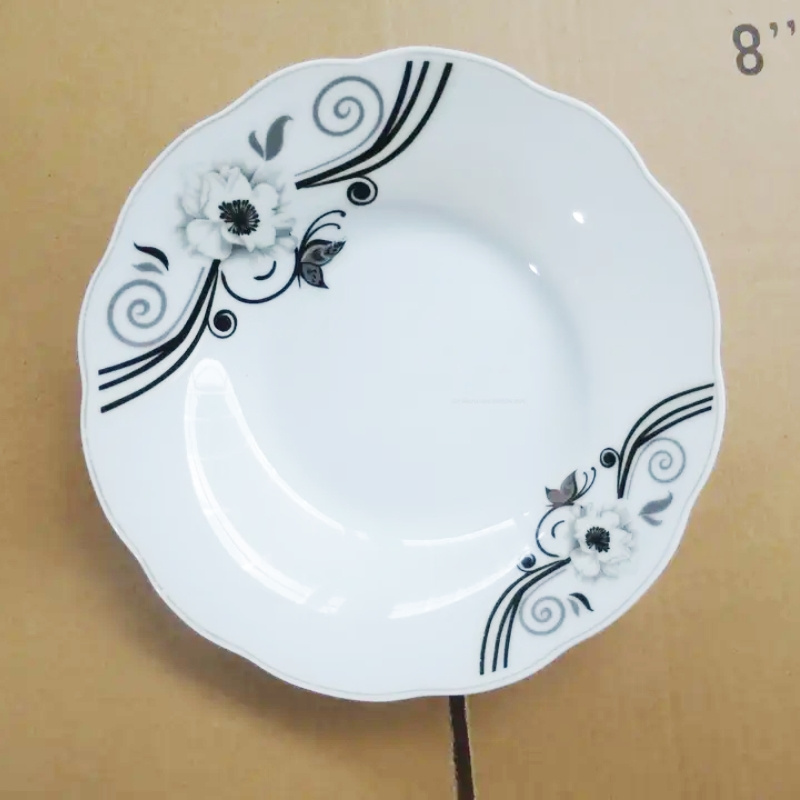 Hot Selling Soup Plate Ceramic Printing Flower Dishes And  Dessert Plates Fine Porcelain Dinnerware Set