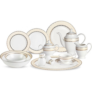 Good Price Pakistan Luxury Porcelain Tableware For 6 People Gold Rim 72pcs Bone China Dinner Set Dinnerware Sets