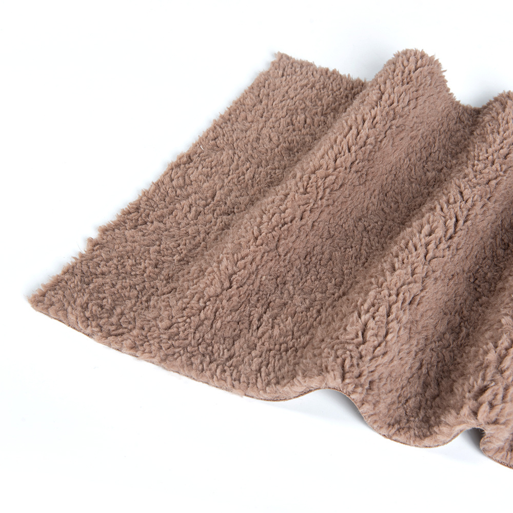 Hot Selling 100 % polyester Sherpa fleece Teddy bonded suede knitted fabric For Garments making