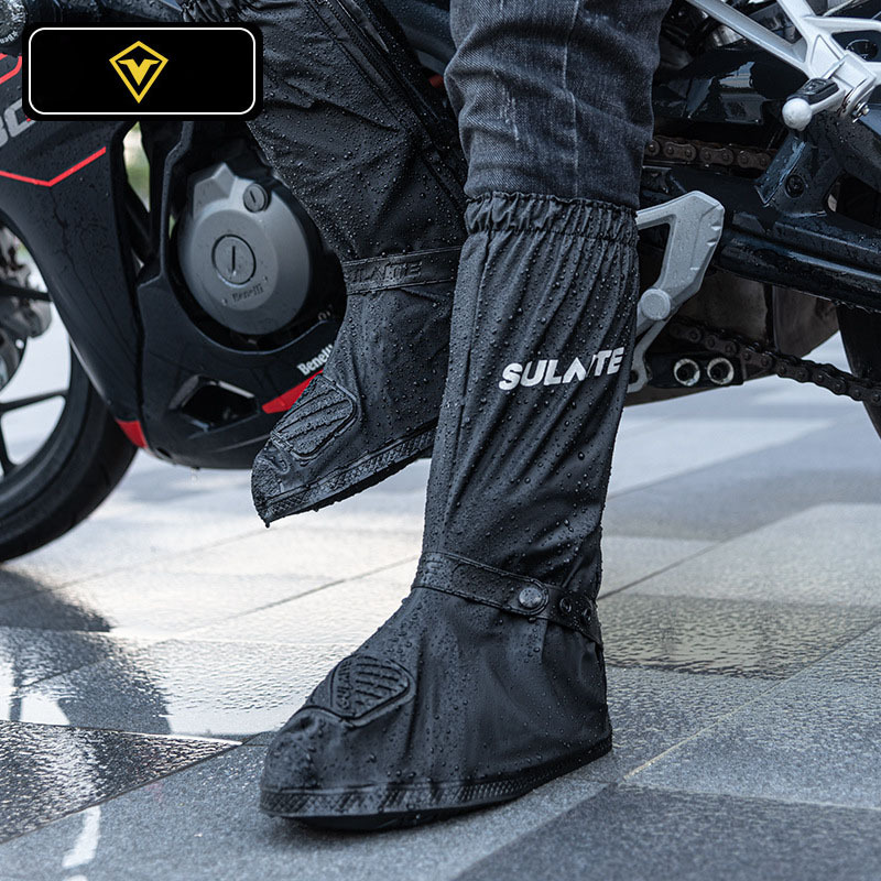 SULAITE Protector De Zapato Moto PVC Long  Motorcycle Rain Shoe Cover Non Slip Reusable Waterproof Rain Boots Cover