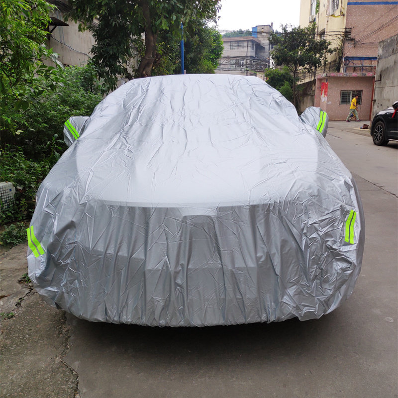 New Customized Full Car Cover Stain Stretch Scratch Dustproof Indoor Windproof Umbrella Silver Reflective Stripe