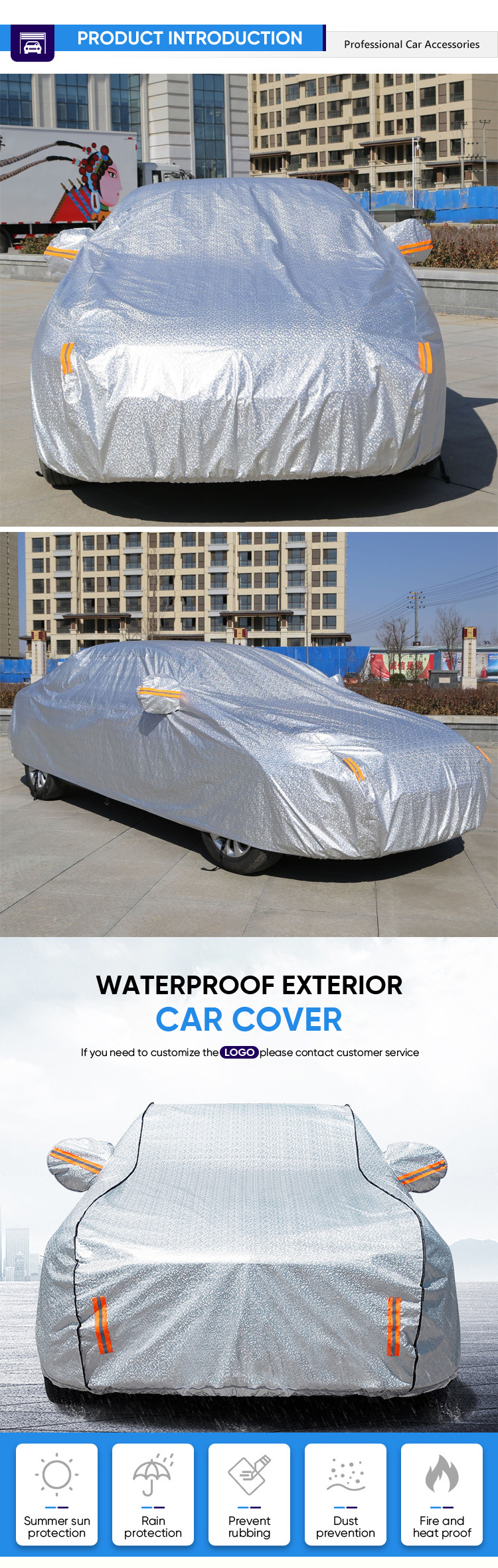 Waterproof Snow Protector Frost Ice Windscreen Covers Outdoor Car Snow Cover with Magnetic Edges