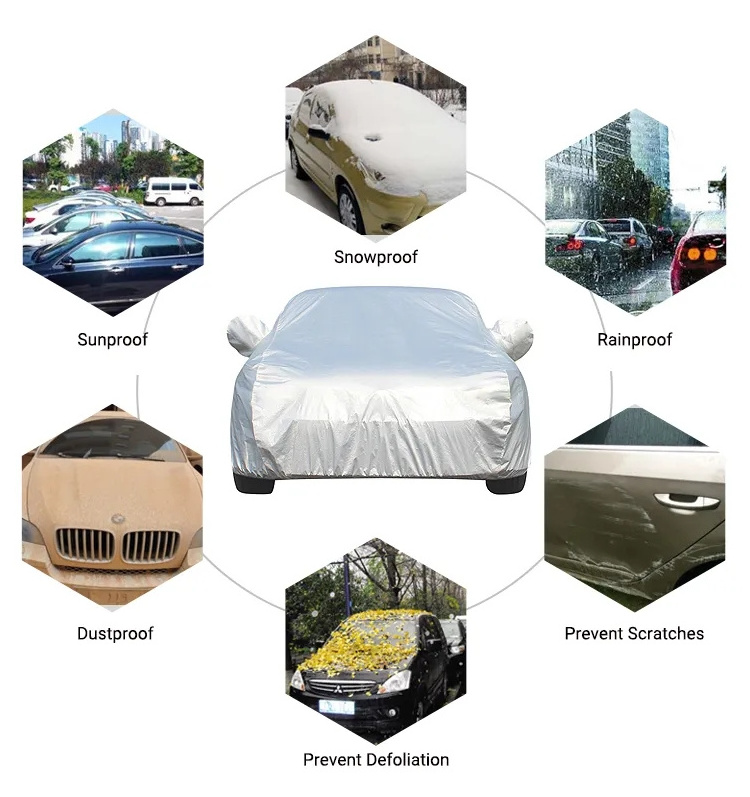 Multifunction Large Auto Snow Car Cover Material Waterproof and UV Proof Car Cover PEVA PP Cotton for All Weather