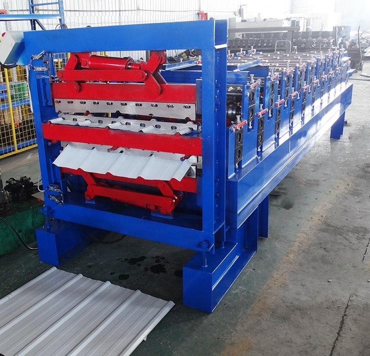 China Aluminum metal Glazed Tile Trapezoidal High Quality Roof tile making Three layer  forming machine