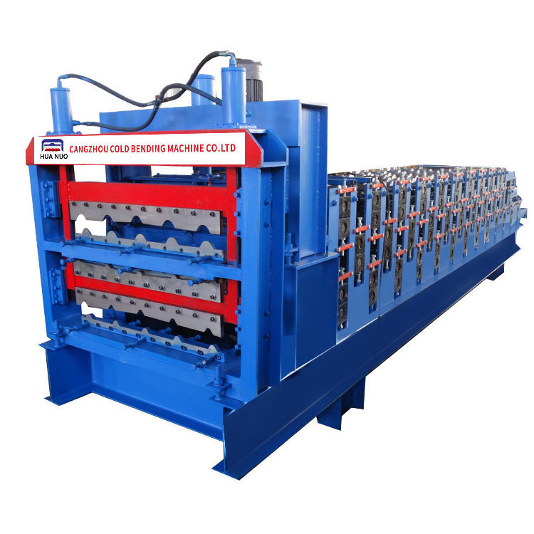 China Aluminum metal Glazed Tile Trapezoidal High Quality Roof tile making Three layer  forming machine