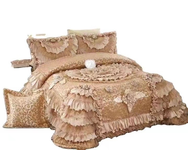 New hot selling home textile bedding products super soft Wedding 4  piece set of  home - style lace