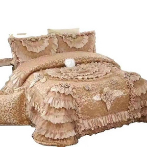 New hot selling home textile bedding products super soft Wedding 4  piece set of  home - style lace