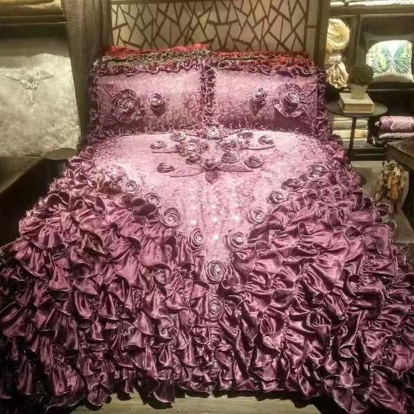 New hot selling home textile bedding products super soft Wedding 4  piece set of  home - style lace