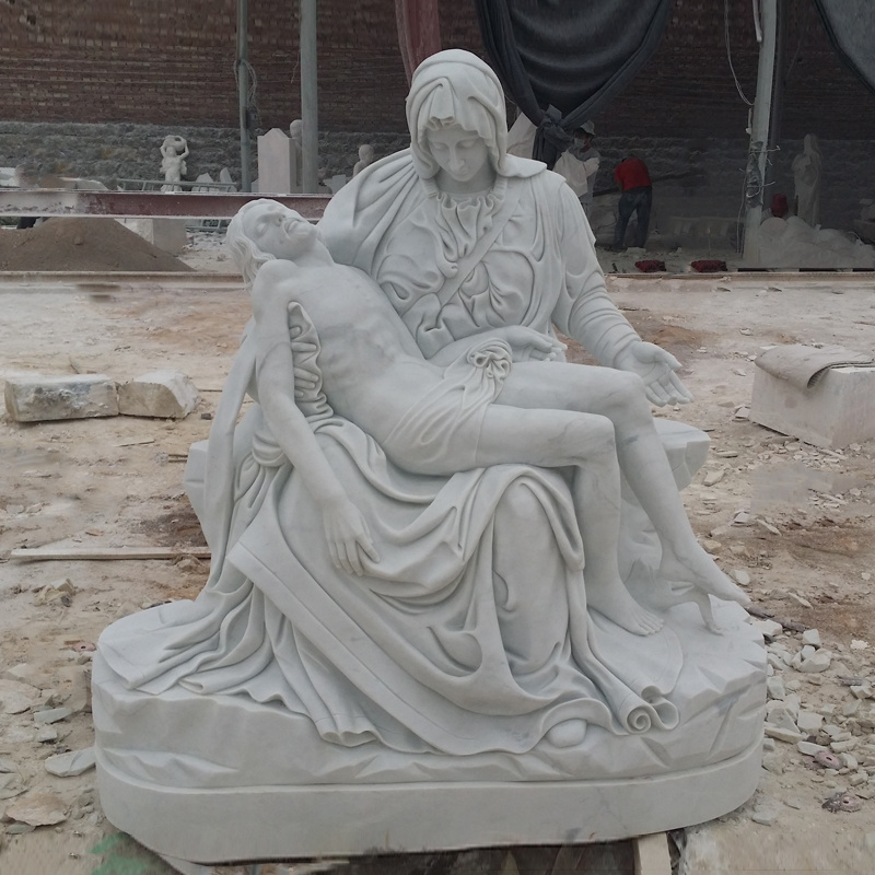 Hand Carving Marble Pieta Sculpture Religious Figure Statue The Mourning Of Christ Jesus Statue