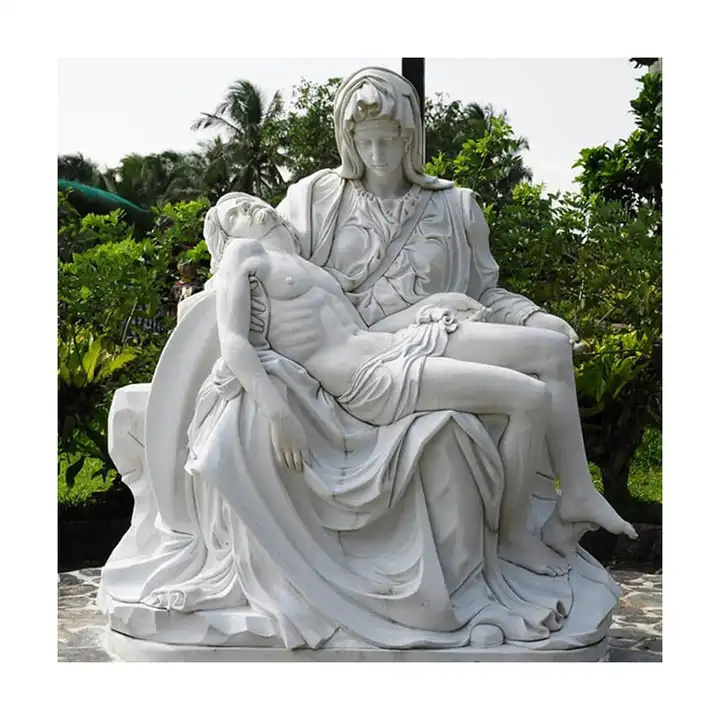 Hand Carving Marble Pieta Sculpture Religious Figure Statue The Mourning Of Christ Jesus Statue