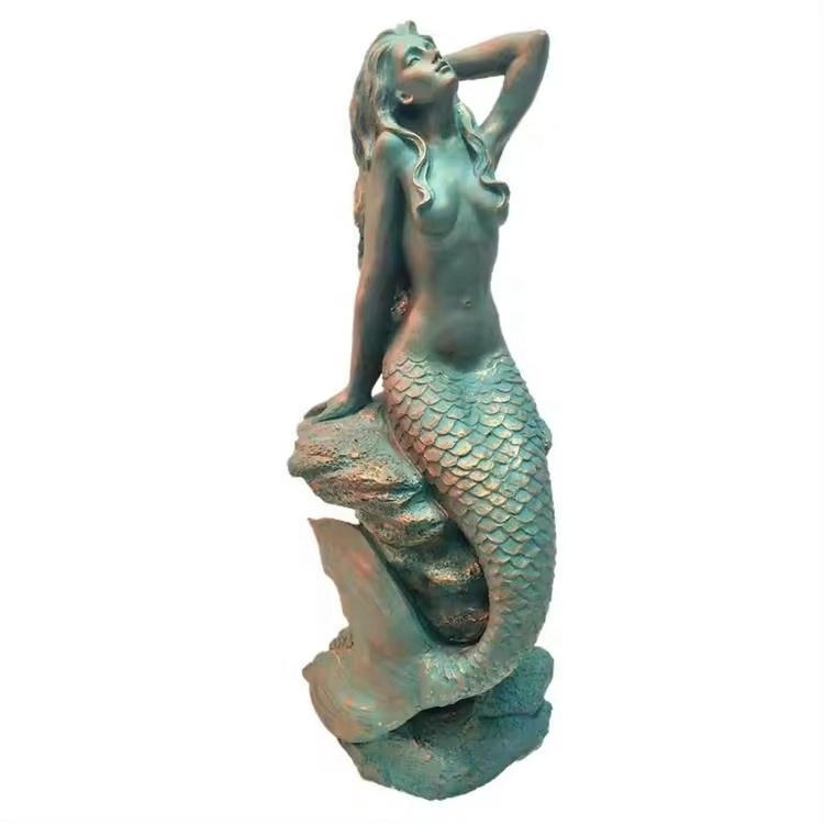 Large Size Copper Mermaid Sculpture For Pool Decor Bronze Nude Mermaid Statue