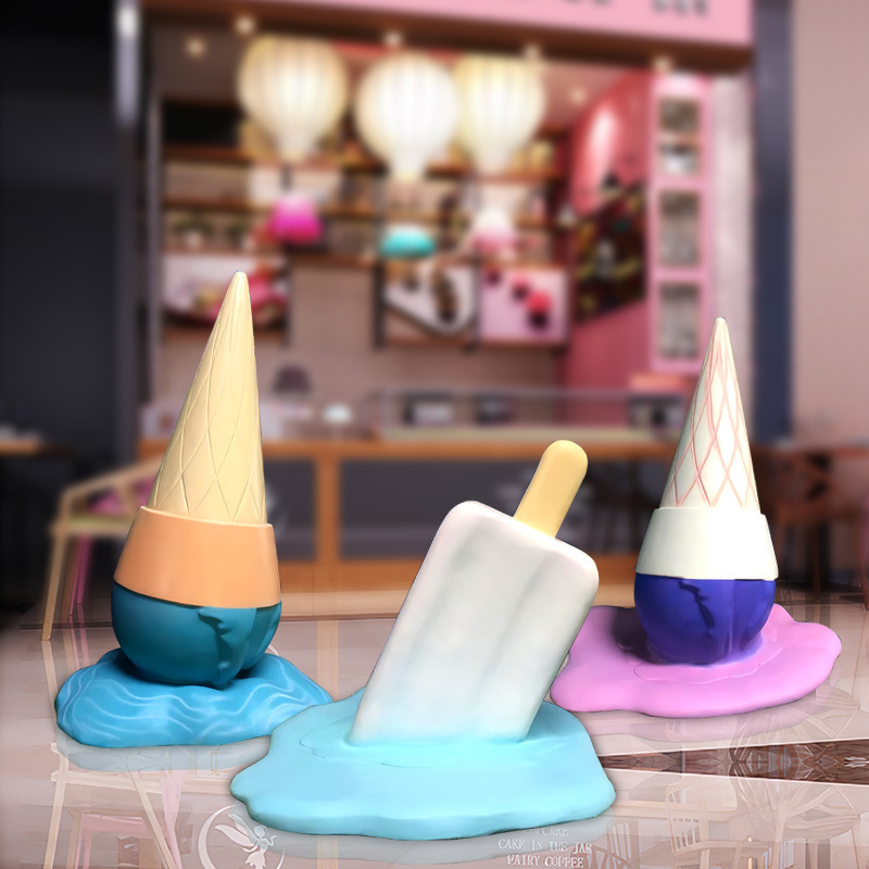 Outdoor Decor Fiberglass Ice Cream Cone Sculpture Resin Popsicle Sculpture For Sale