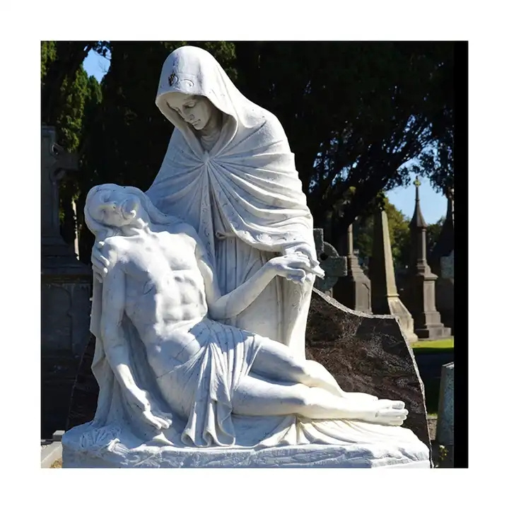 Hand Carving Marble Pieta Sculpture Religious Figure Statue The Mourning Of Christ Jesus Statue