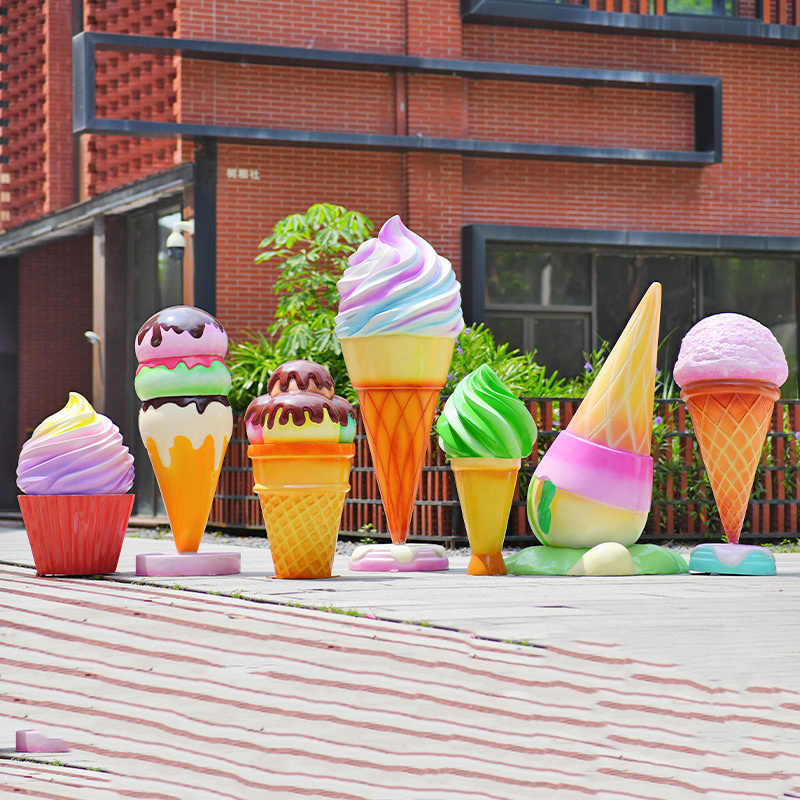 Outdoor Decor Fiberglass Ice Cream Cone Sculpture Resin Popsicle Sculpture For Sale