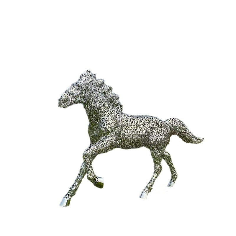 Outdoor Lawn Metal Horse Sculpture Large Hollow Stainless Steel Horse Statues Mirror Side Horse For Lawn Decor