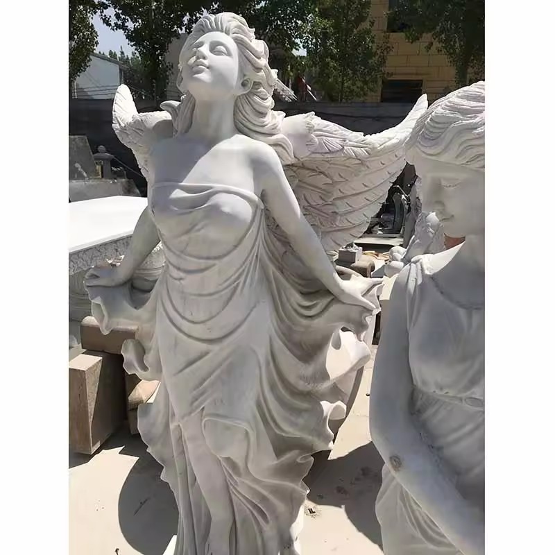 Outdoor Garden Decorative Statue Natural Marble Statues Carving Sculpture Life Size Angel Statue Large Modern Stone Sculpture