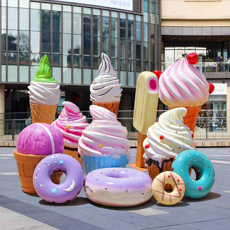 Outdoor Decor Fiberglass Ice Cream Cone Sculpture Resin Popsicle Sculpture For Sale