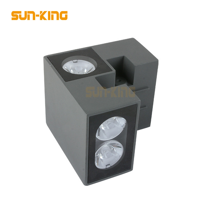 decorative building aluminum 3000K warm white 4 sides ip65 wall mounted light outdoor corner lamp 8W 12W