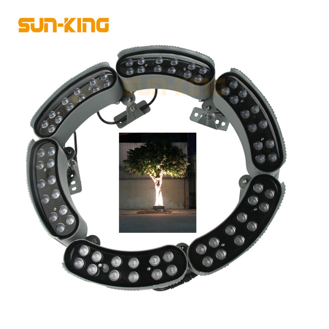 Round decorative landscape ip65 RGB 3000K yellow purple coconut palm tree spotlight 72W 12Wx6 led pillar ring light