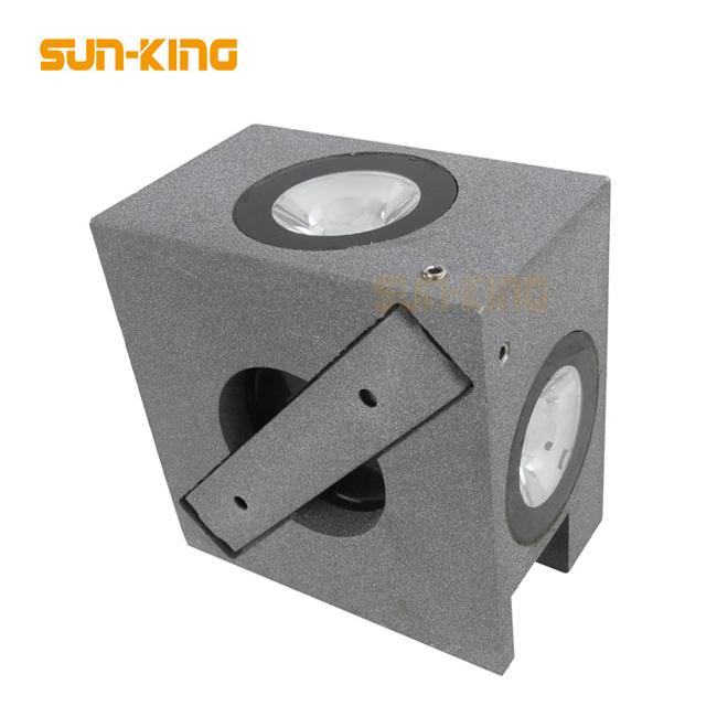 Square landscape outdoor 3200K 4000K decorative building 4sides led narrow angle wall light 8W 12W