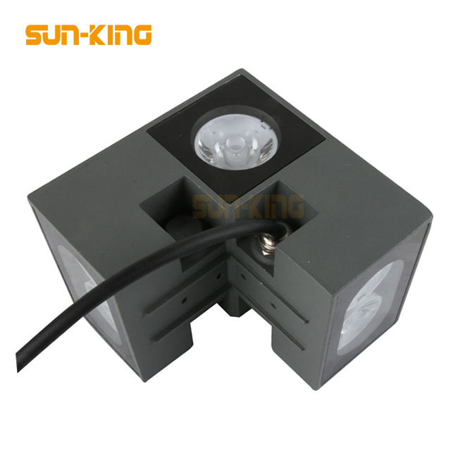 decorative building aluminum 3000K warm white 4 sides ip65 wall mounted light outdoor corner lamp 8W 12W