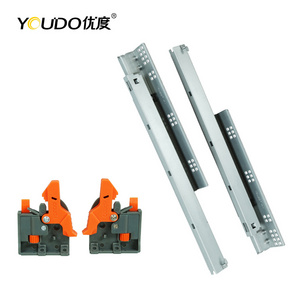 YOUDO Hidden Slide 3 Fold Full Extension Drawer Slide Telescopic Channel Drawers Guides Undermount Concealed Drawer Slides