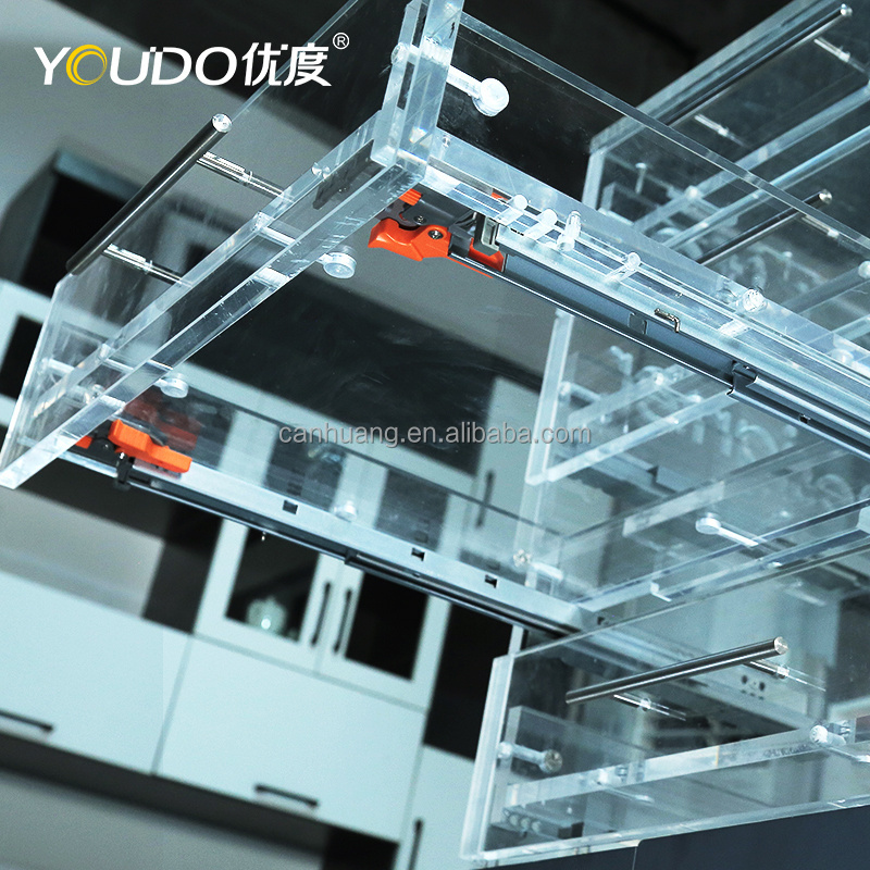 YOUDO Hidden Slide 3 Fold Full Extension Drawer Slide Telescopic Channel Drawers Guides Undermount Concealed Drawer Slides