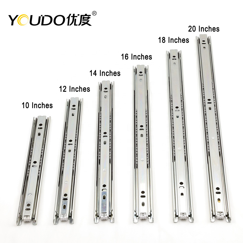 YOUDO 35mm Cabinet Drawer Slide Correderas Push Open Roller Runner Telescopicas  Para Gavetas Ball Bearing Slide