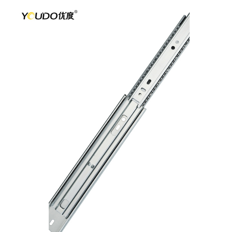 YOUDO Buffering Shut Self Close Drawer Rail Auto Hydraulic Telescopic Channel Ball Bearing 45mm Soft Close Drawer Slide