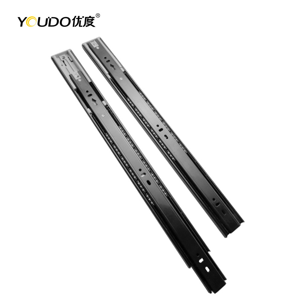 YOUDO Buffering Shut Self Close Drawer Rail Auto Hydraulic Telescopic Channel Ball Bearing 45mm Soft Close Drawer Slide