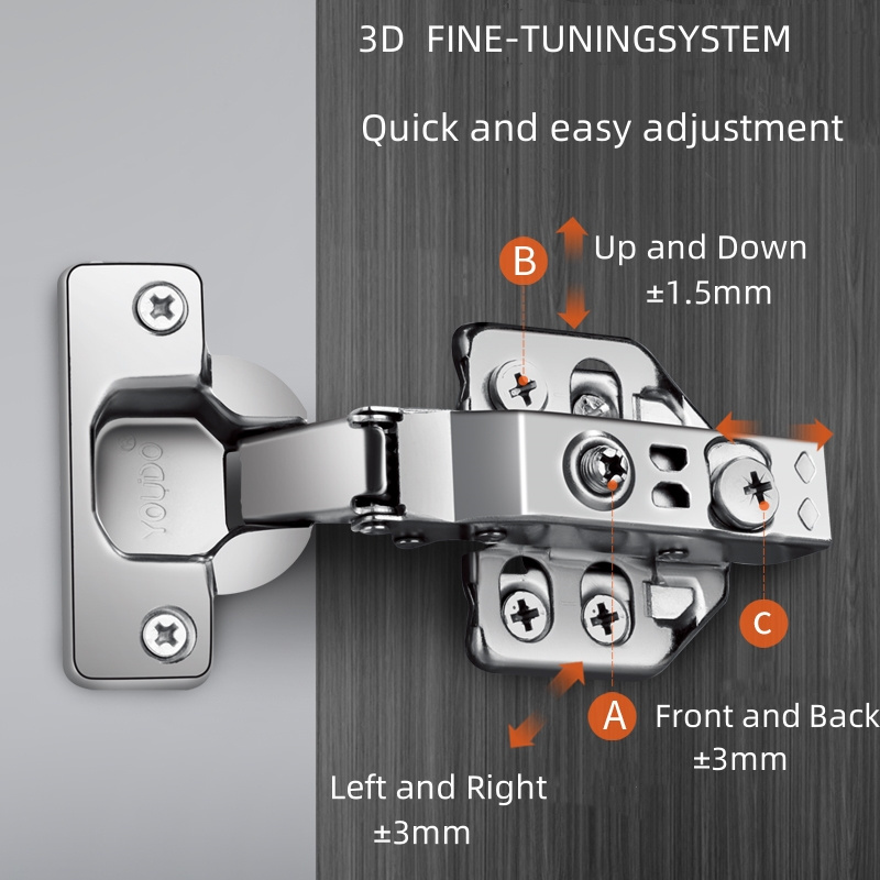 YOUDO Bisagras Rectas 35 mm Automatic Closing Cabinet Hinge Soft Close Frame Hinge 3D Adjustable Hinge for Door