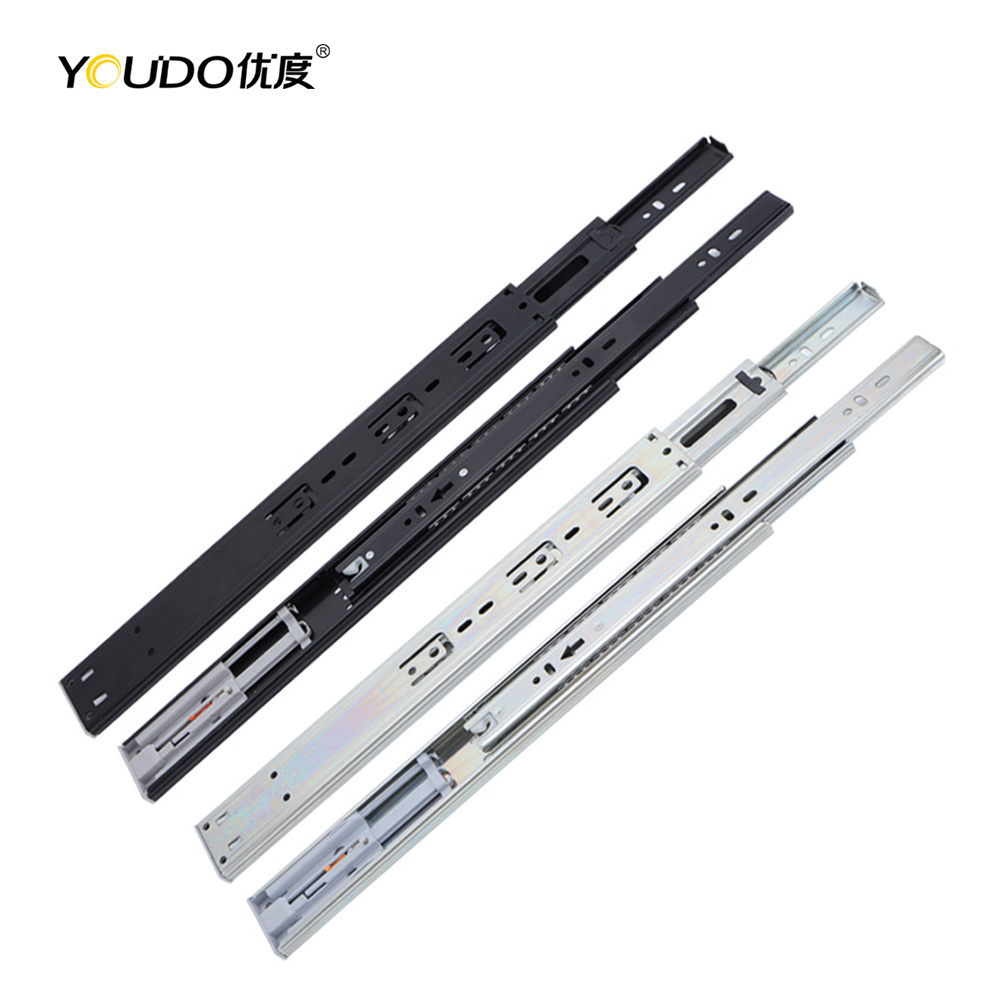 YOUDO Drawer Guides Ball Bearing Drawer Runners 45mm Soft Close and Sides 3 Fold Damper Basket Drawers Channel Push To Open