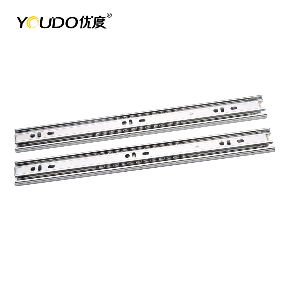 YOUDO Furniture Hardware Fittings 3 Fold Ball Bearing Slide Rail Runners Cabinet Metals Soft Closed Drawer