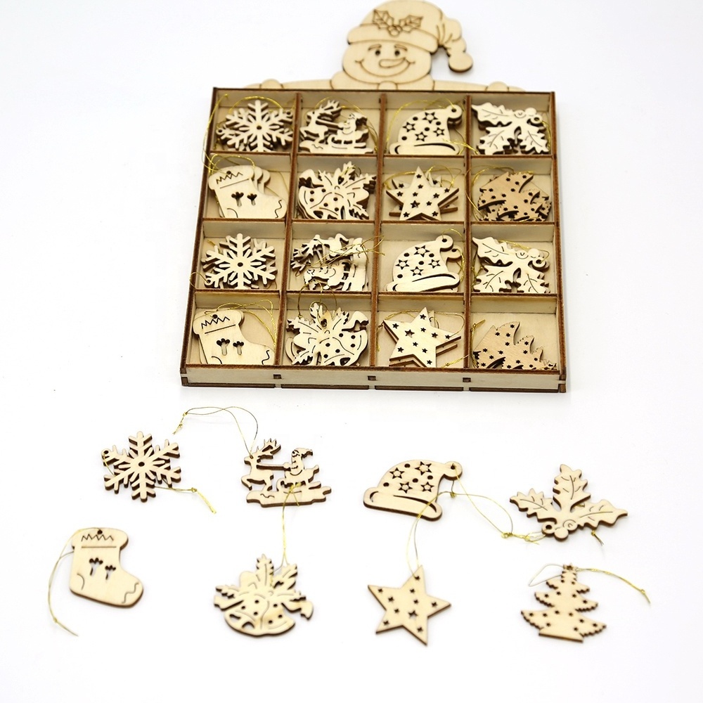 48 pcs wooden stars pendant Christmas tree decoration for decorating the Christmas tree christmas decoration