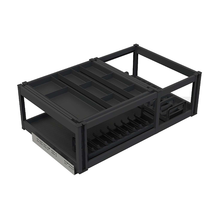 All Aluminum kitchen black pull out wire basket drawer, All Aluminum kitchen dish drying rack