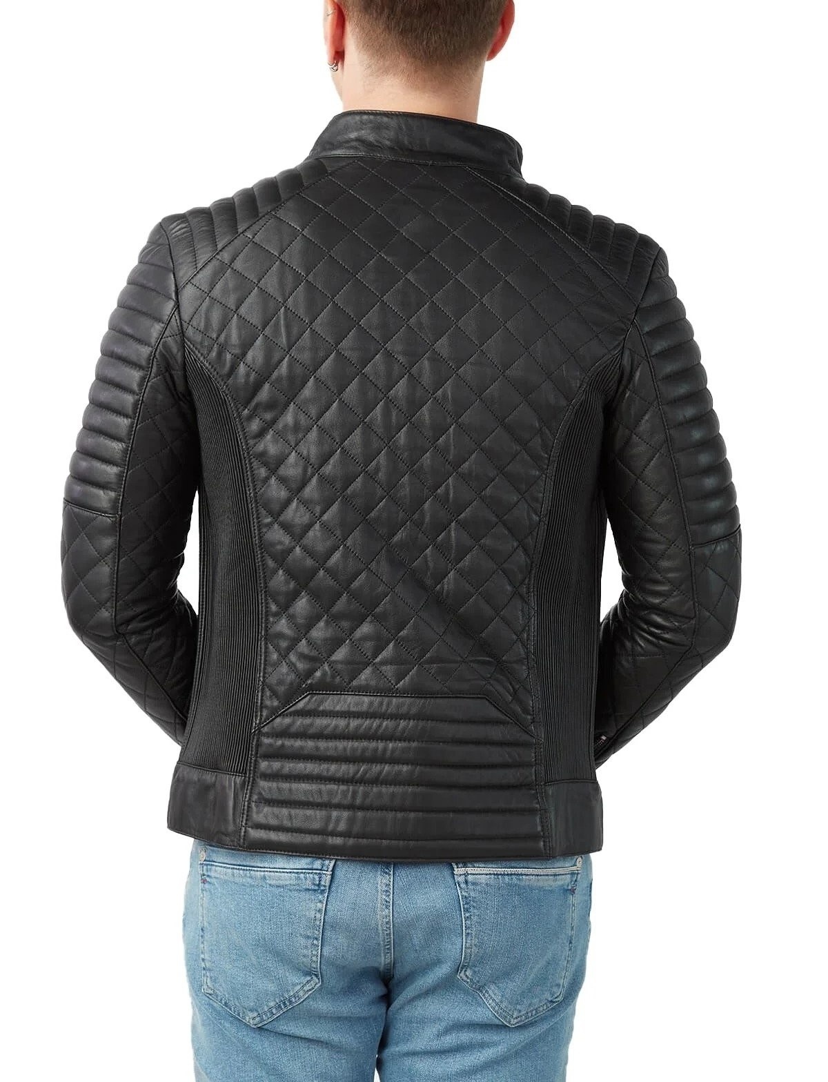 Mens Leather Jackets Custom Windbreaker Clothing Black Casual Outdoor Wear Leather Mens Quilted Black Slim Fit Motorcycle Jacket