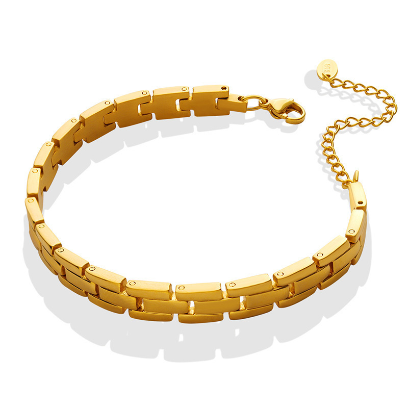 High End 18k Link Chain Bracelet Adjustable Stainless Steel Bracelet Tarnish Free Jewelry Women