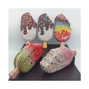 High Quality Fancy Bling Party Purse 3D Crystal Rhinestone Handbag Luxury Cute Ice Cream Evening Bag Women Diamond Clutch