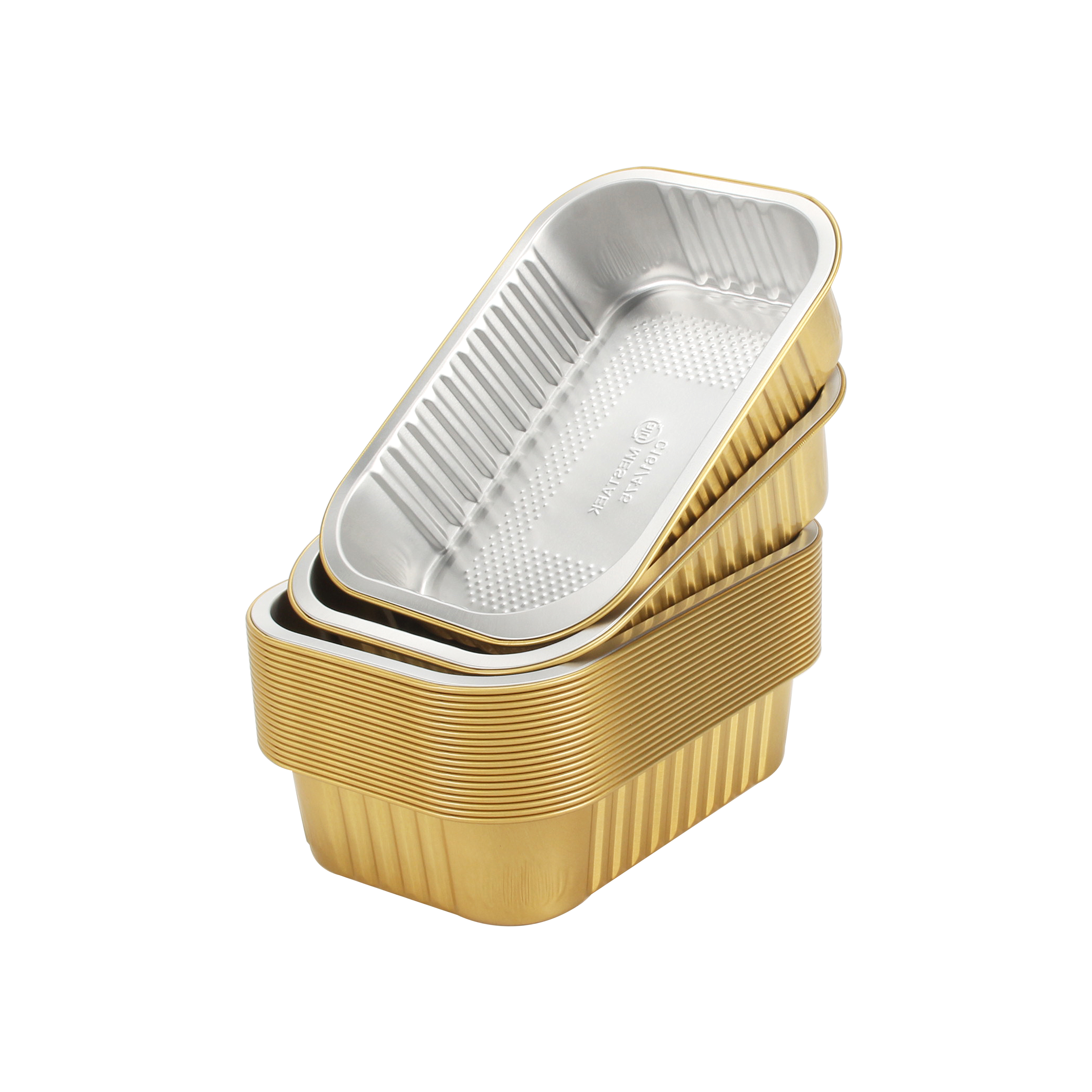 Golden Aluminium Foil Trays Tin Foil Box Disposable Round BBQ With Lid Takeaway Bento Lunch Container