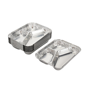 Food grade aluminum tray 3 compartment aluminum foil container