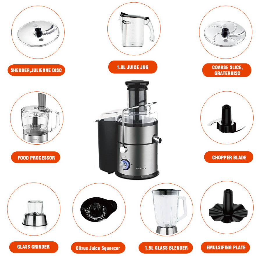 800W 8 in 1 Multi Purpose Electric household kitchen centrifugal Juicer Blender With Chopper Grinder  Food Processor